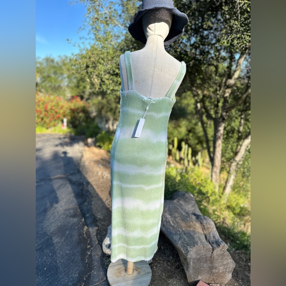 New Caroline Constas Mint Ombre Sequin V-Neck Sleeveless Midi Dress NWT - Picture 9 of 14